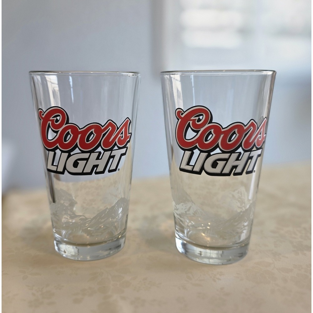 Set Of 2 Coors Light Glasses 16 Oz Mountain Scape